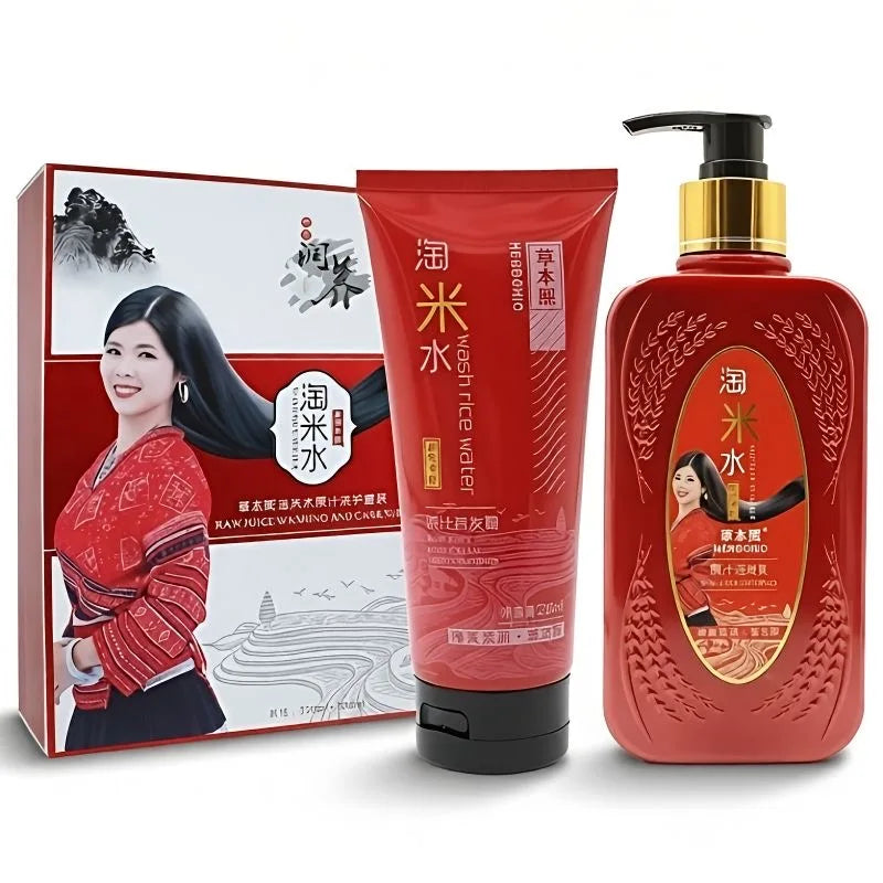 Natural Rice Water Hair Care Volumizing Dandruff Control Shampoo 300ml Frizz  Smoothing Conditioner 200ml Nourishing Silky Hair Halalzen