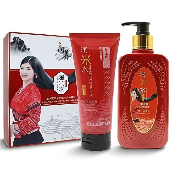 Natural Rice Water Hair Care Volumizing Dandruff Control Shampoo 300ml Frizz  Smoothing Conditioner 200ml Nourishing Silky Hair Halalzen