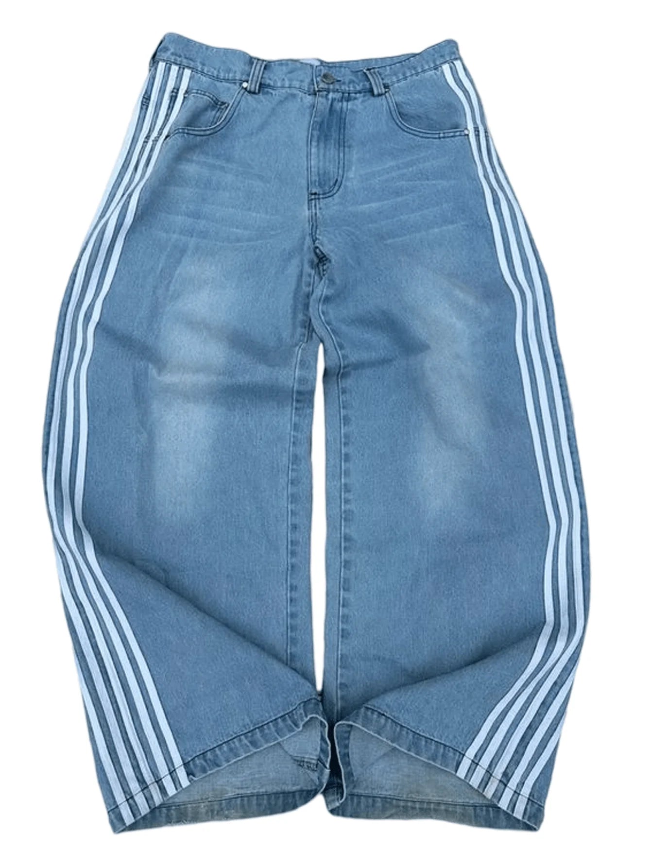Striped Denim Pants for Men,Loose Fit Y2K Vintage Style Long Trousers,Straight Leg Baggy Retro Design Jeans