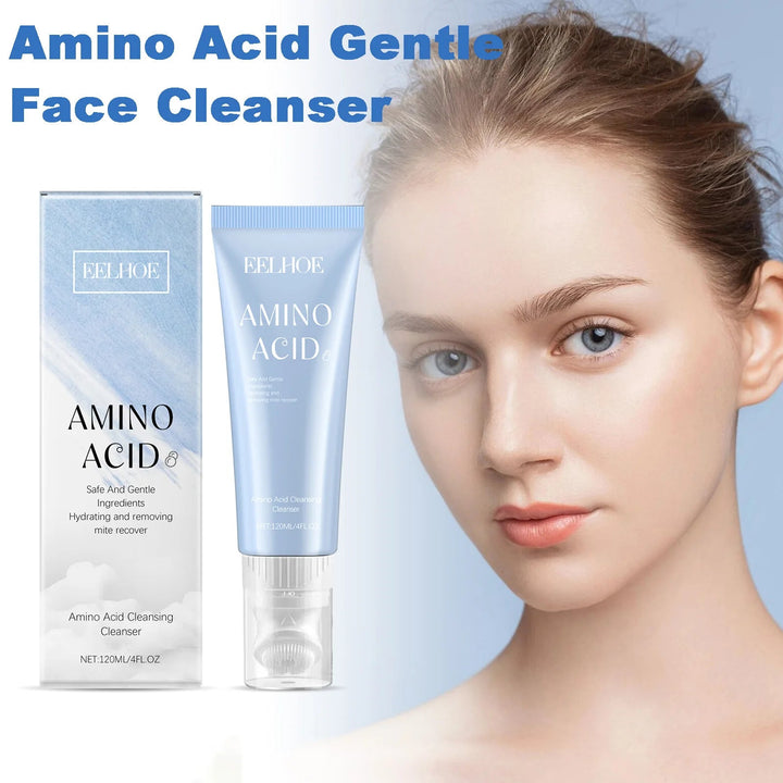 Amino Acid Face Cleanser Moisturizing Oil Control Acne Care Deep Cleaning Mites Removal Gentle Foam Cleanser For Sensitive Skin Halalzen