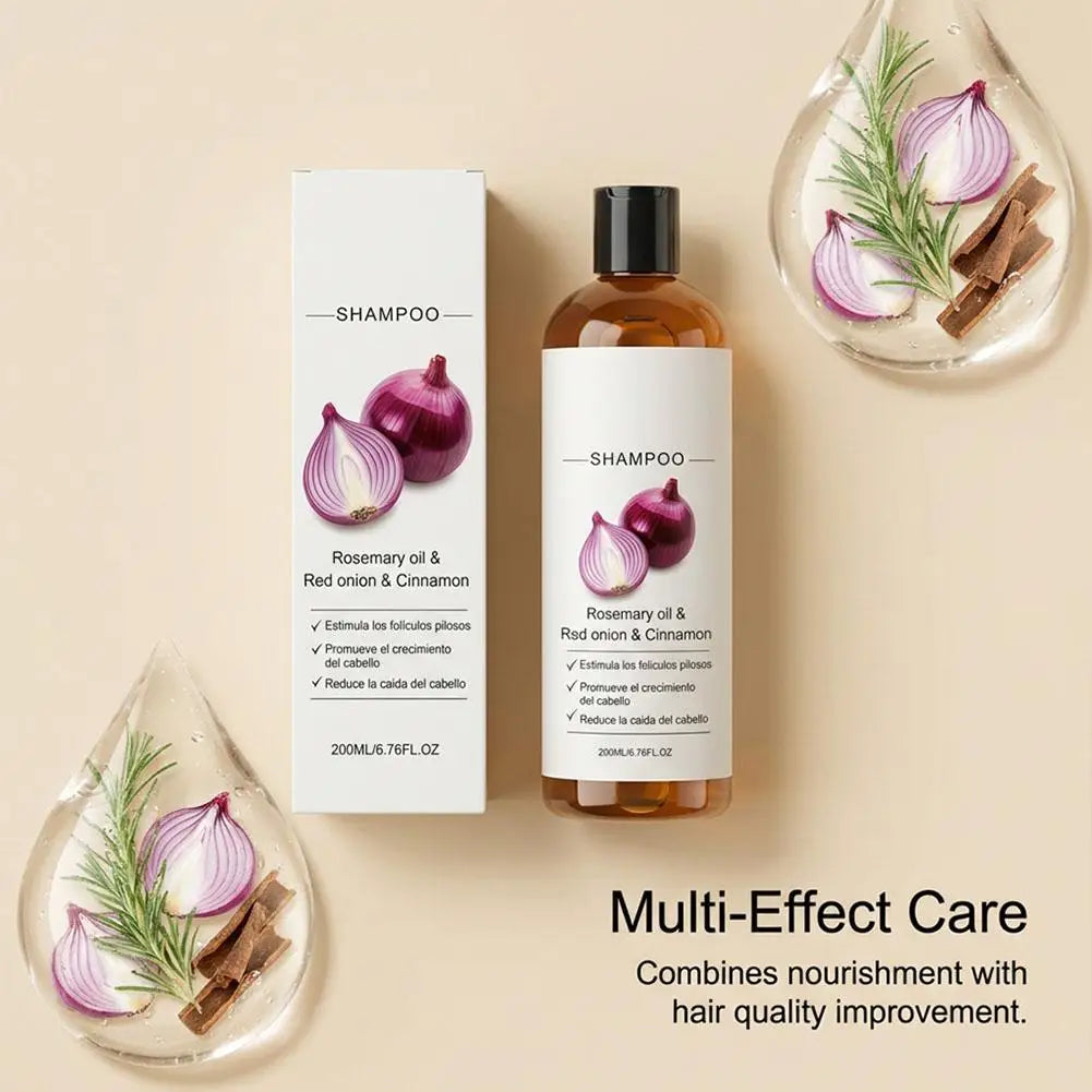 Rosemary Red Onion Cinnamon Shampoo,Anti Hair Loss Treatment for Thicker Stronger Hair, Scalp Nourishing Volumizing Care 200ml