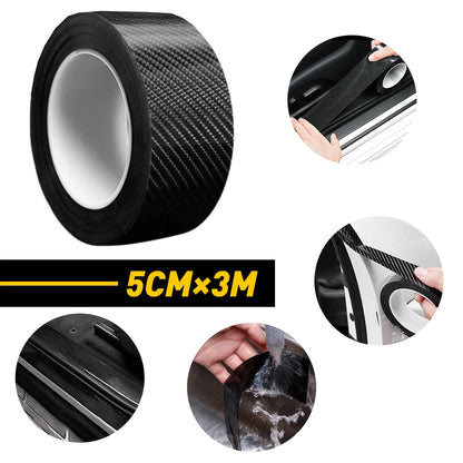5CMx3M Car Stickers Carbon Fiber Auto Door Threshold Trunk Protective Strip Anti Scratch Tape Waterproof Decal Car Accessories