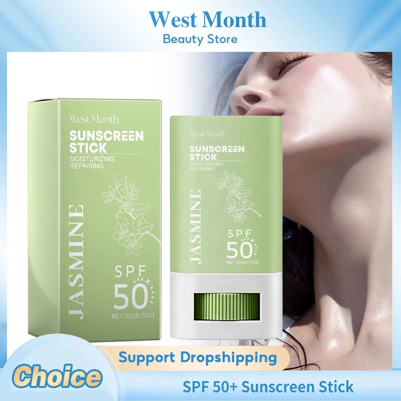 Spf 50+ Sunscreen Stick UV Protective Brightening Waterproof Sweatproof Refreshing Deep Moisturizing Lightweight Sunscreen Stick Halalzen
