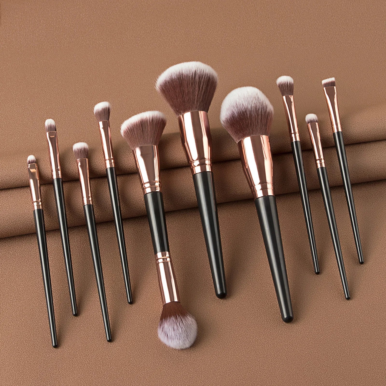 10/15pcs Black Makeup Brush Sets Professional Natural Fiber Hair Brush Foundation Kakubi Contour Eyeshadow Blending Beauty Tool Halalzen