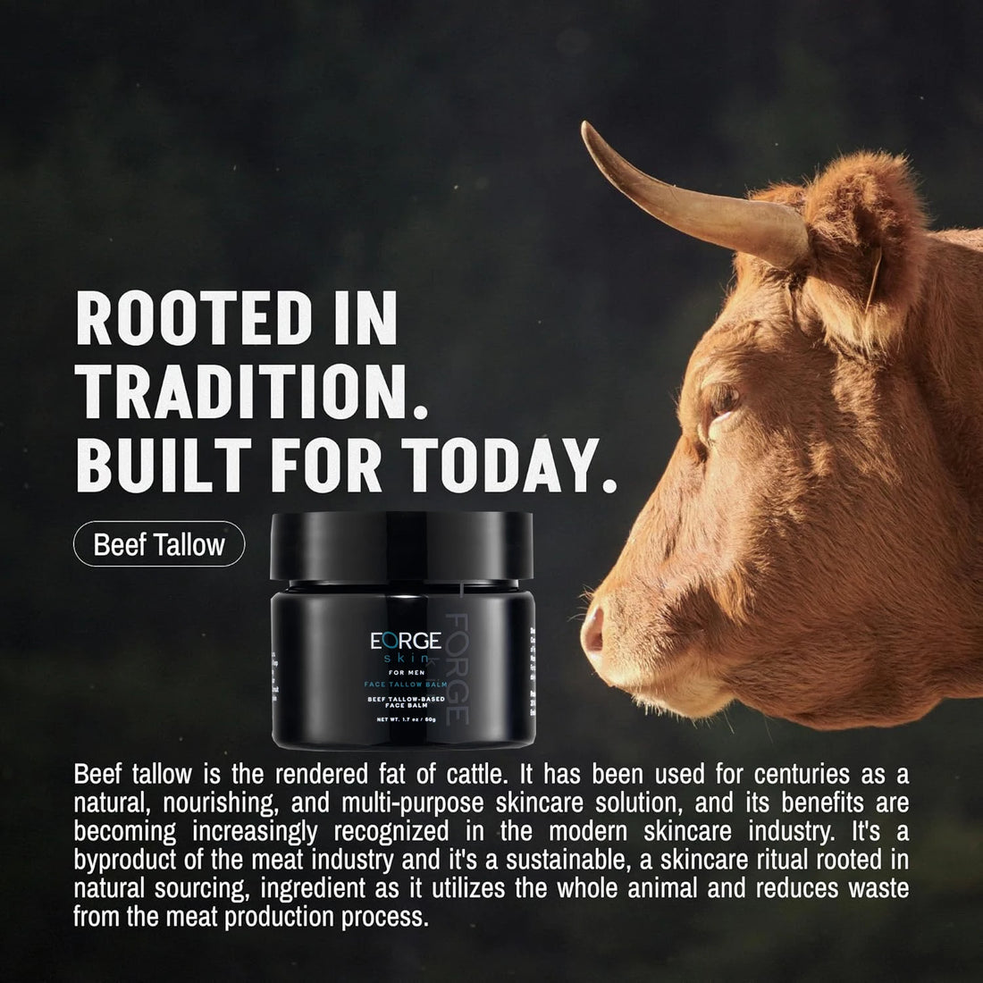 Wrinkle Defense Beef Tallow Balm for Men Moisturizer for Face Hydrating Anti Aging Cream Natural Skincare with Essential Oils