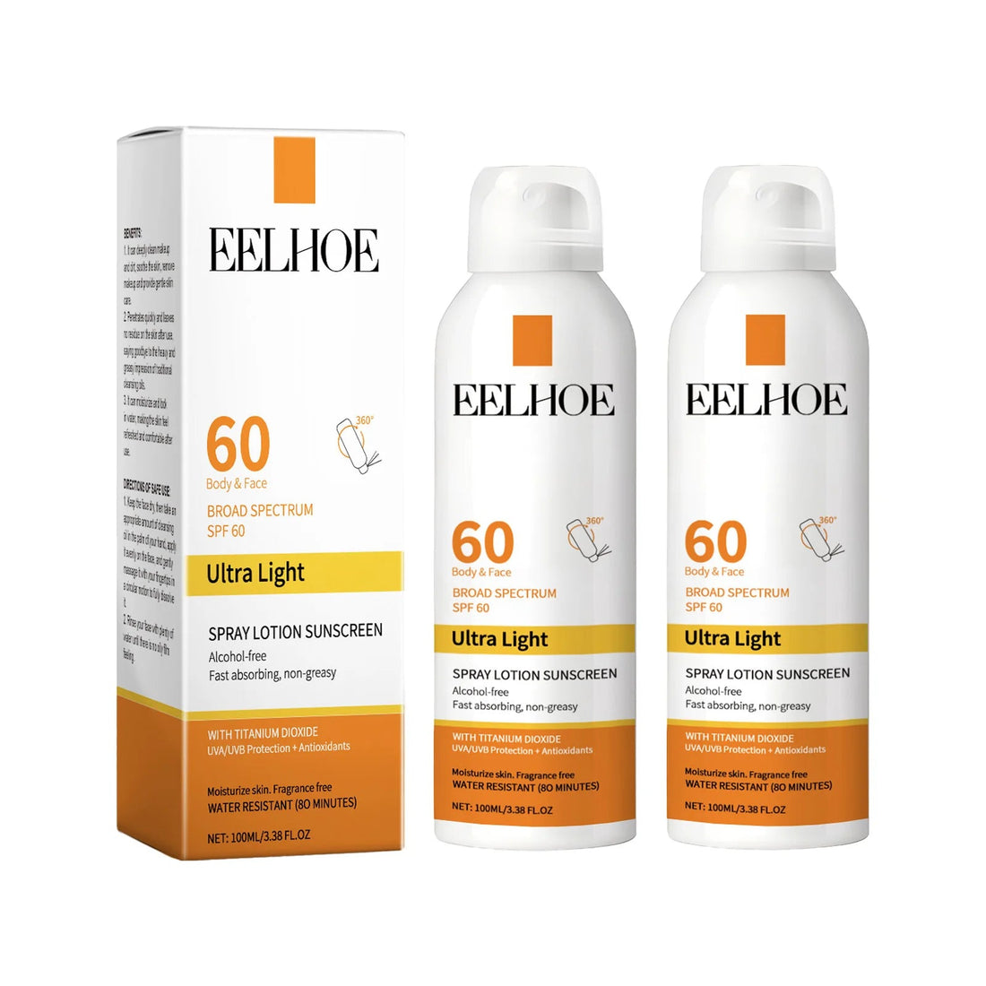 EELHOE Vitamin E Sunscreen Spray 100ml Long-lasting Deep Moisturizing Anti-UV Skin Protector Anti Oxidant Face Body Skin Care Halalzen