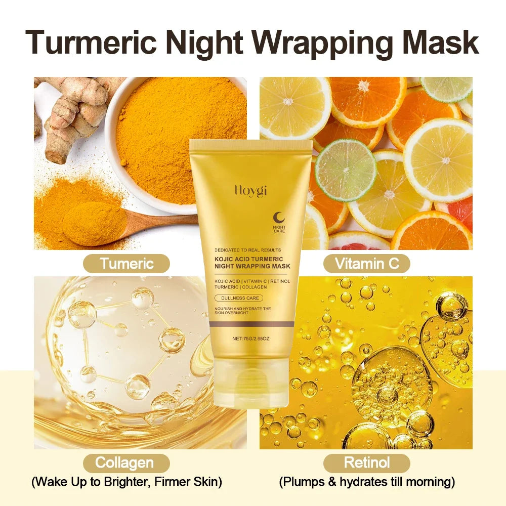 Turmeric Deep Collagen Mask Peel Off Mask Face Anti Wrinkle Lifting Korean Skin Care Masks Skin Firmnes For Nighttime Care Halalzen