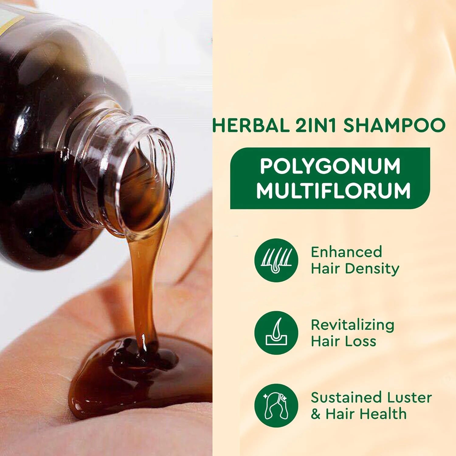 Polygonum Multiflorum Extract Hair Growth Shampoo and Conditioner,Organic Black Hair Shampoo Bar for Gray & Thicker Hair Halalzen