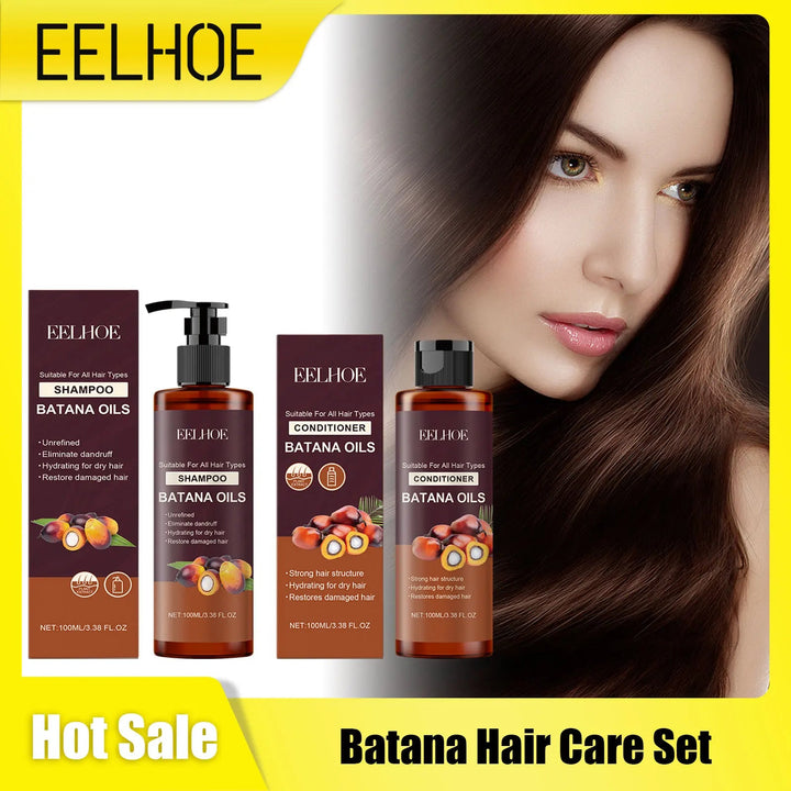 Batana Oil Shampoo Conditioner Set Oil Control Anti Dandruff Scalp Hair Treatment Split Ends Anti Frizz Hair Loss Hair Care Set Halalzen