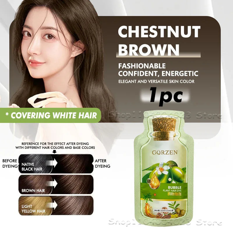 1/10 packs Pure Natural Herbal Hair Dye Shampoo 5 Minutes Change Hair Color Non-irritating Repair Gray White Hair Care Women Men