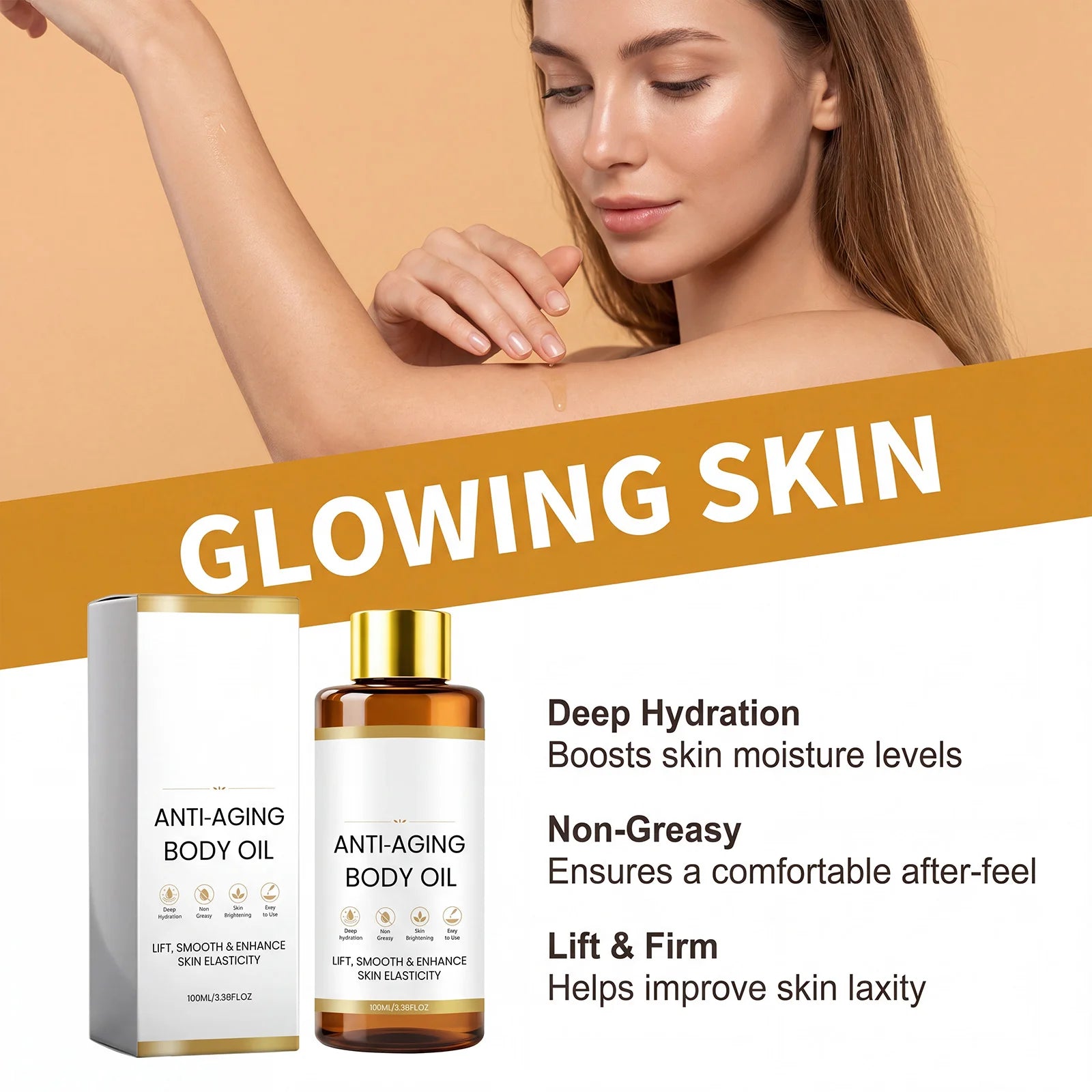 Revitalizing Body Essential Oil, Deeply Moisturizing and Softening Skin, Making It Smooth, Even, and Radiant, lightweight and Ea