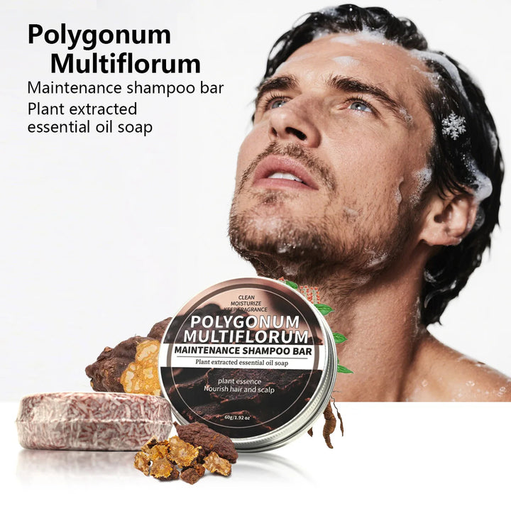 Polygonum Multiflorum Herbal Shampoo Soap Bar, Plant Hair Care Essential Oil Soap, Dark Nourishing Shampoo Soap, Deep Cleansing Halalzen