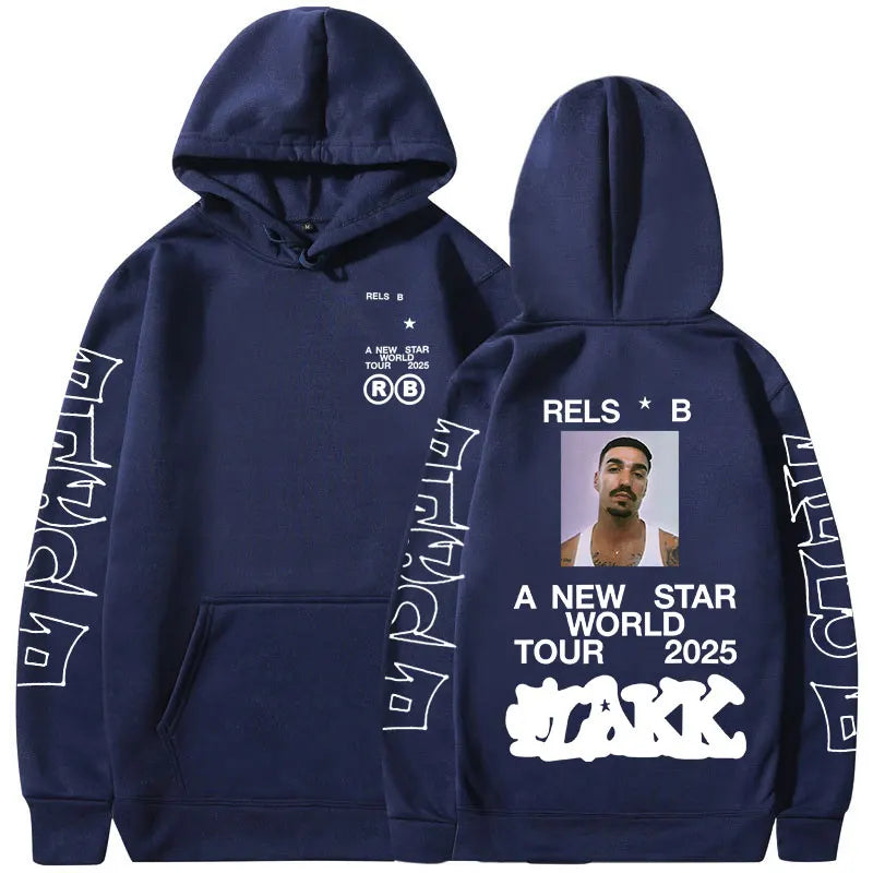 Rapper  Rels B A New Star World Tour 2025 Hoodies Men Women Clothing Fashion Hip Hop Sweatshirts Oversized Long Sleeve Pullovers