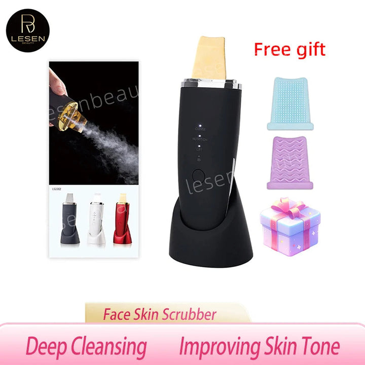 New Ultrasonic Skin Scrubber Vibration Face Spatula Blackhead Remover Shovel Clean Cavitation Peeling Facial Lifting EMS Machine Halalzen