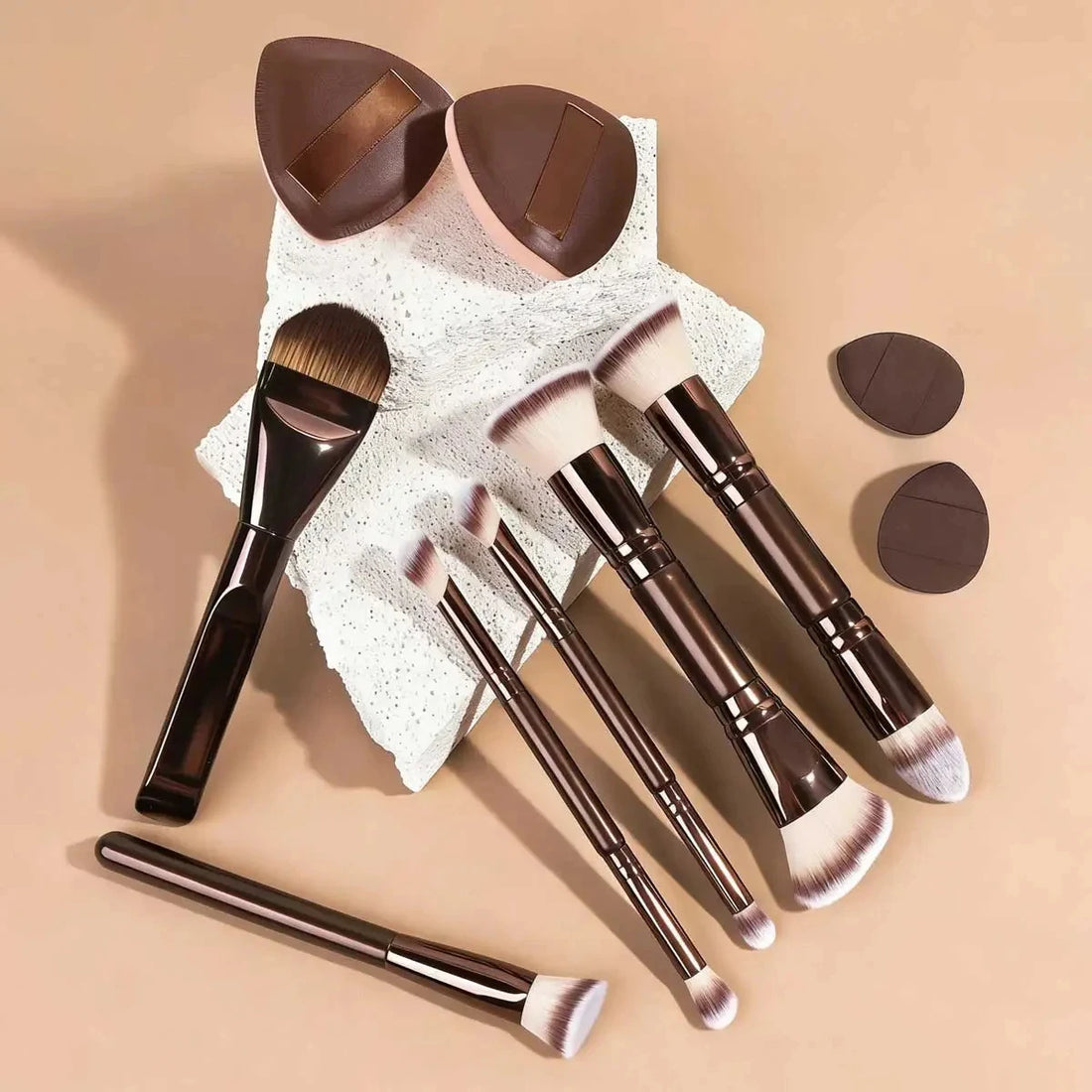 Professional Aluminum Makeup Brush Set, Includes Soft High-Quality Synthetic Hair Makeup Brushes, Foundation Brush, Powder Brush