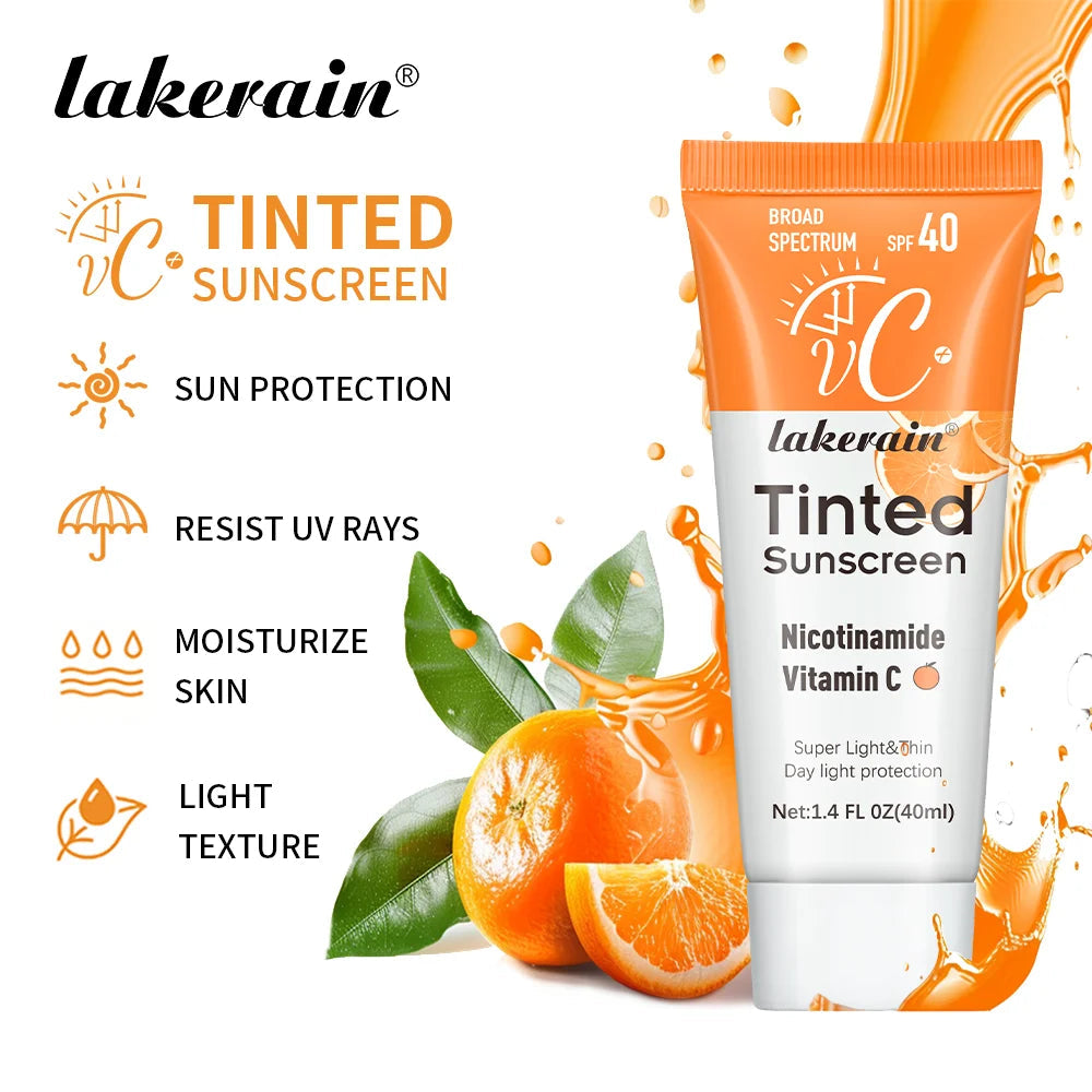 SPF40 Tinted Moisturizing VC Sunscreen Skin Protection Refreshing Makeup Sunscreen Cream UV Anti-aging Resistance Sunscreen Halalzen