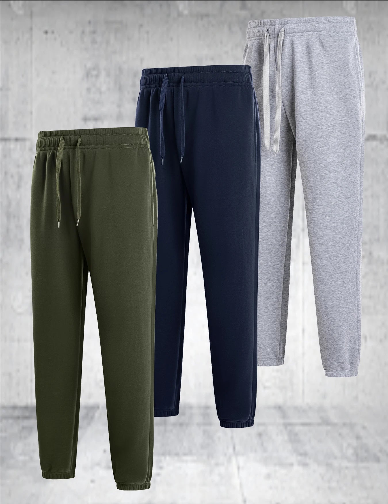 3 pieces of men's solid color casual sports pants - breathable lightweight suitable for daily wear