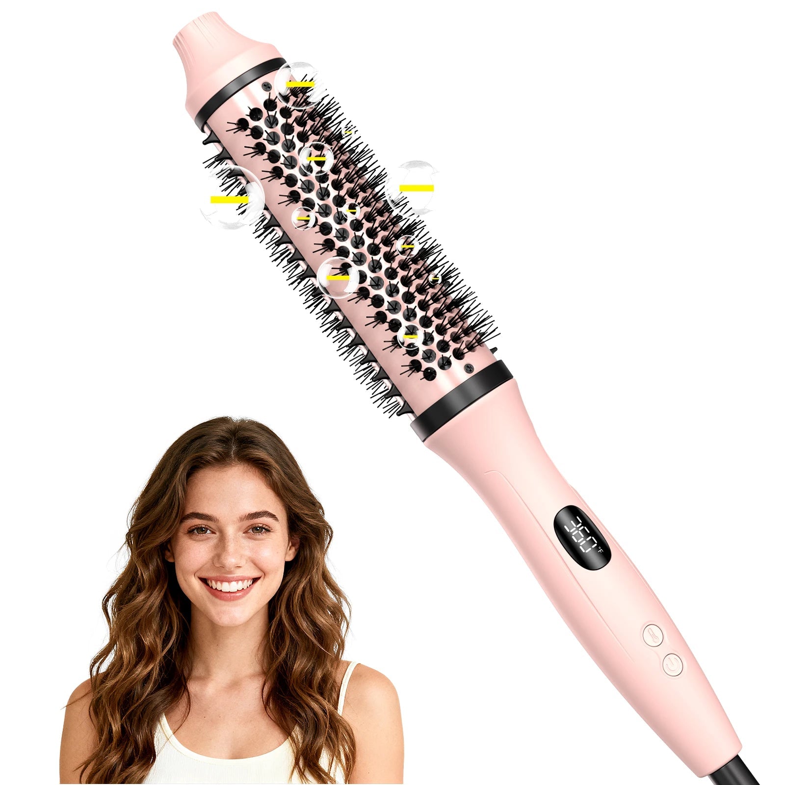 Thermal Brush Blowout Boost 1.5 inch Heated Round Brush for Blowout Look Dual Voltage Negative Ion Technology 6 Temperature Mode Halalzen