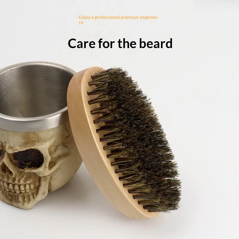 Professional Soft Boar Bristle Beard Brush Oval Handheld Shaving Brush For Men Oil Head Hair Styling Neck Duster Cleaning Tool Halalzen