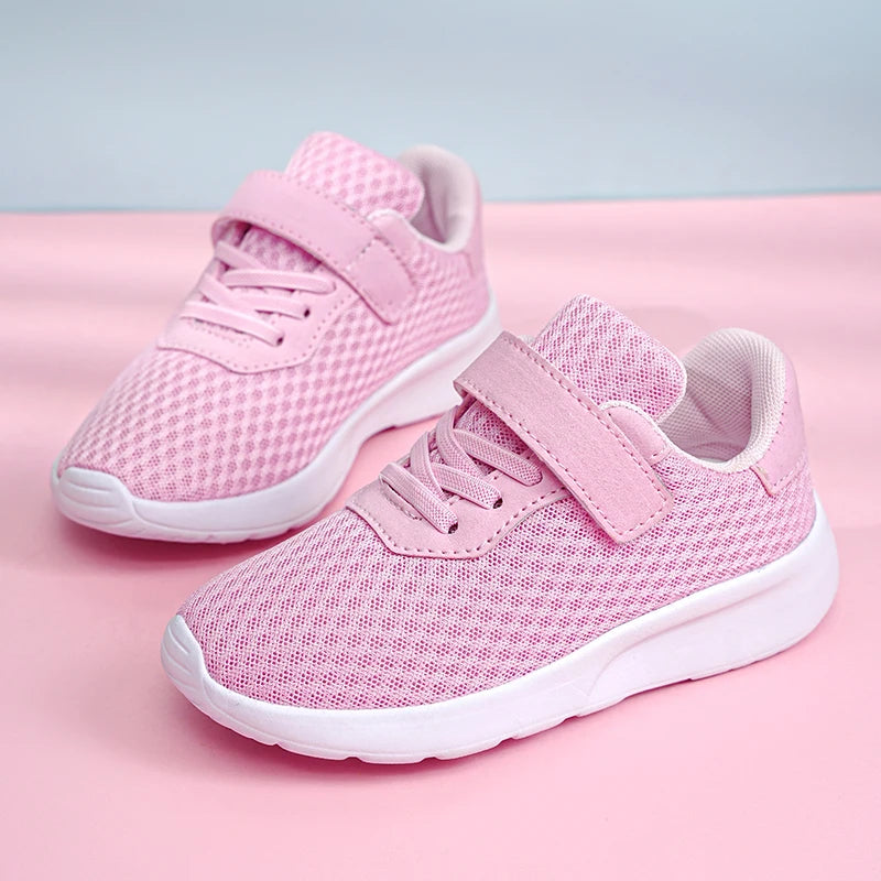 Children's shoes, girls' running and sports shoes, big children's and girls' breathable mesh surface, student shoes, soft soles,