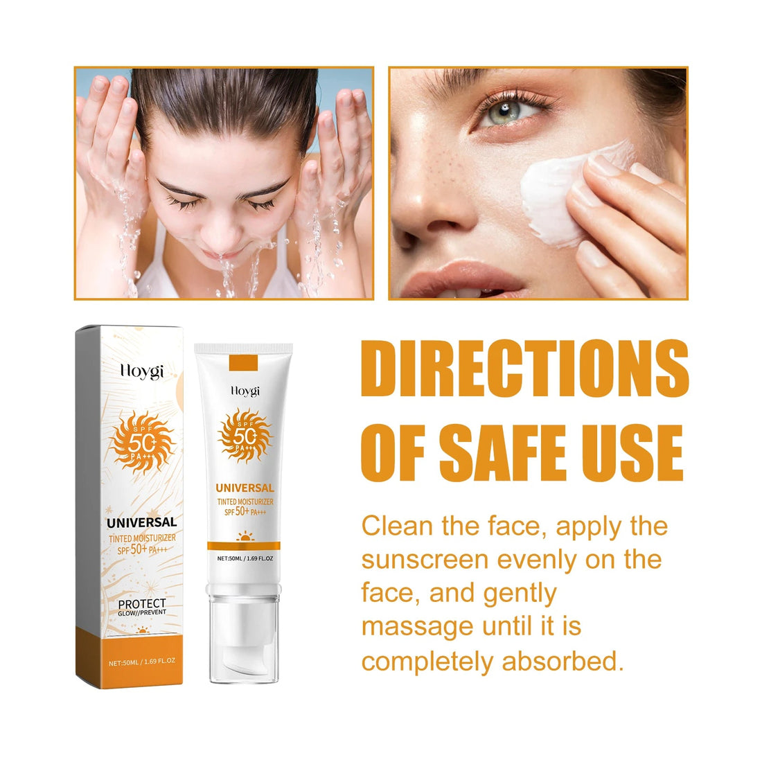 Sunscreen Cream Foundation Face Sun Block Isolation UV Protector Skin Refresh Moisturize Oil Control Waterproof Spf50+ Sunscreen Halalzen