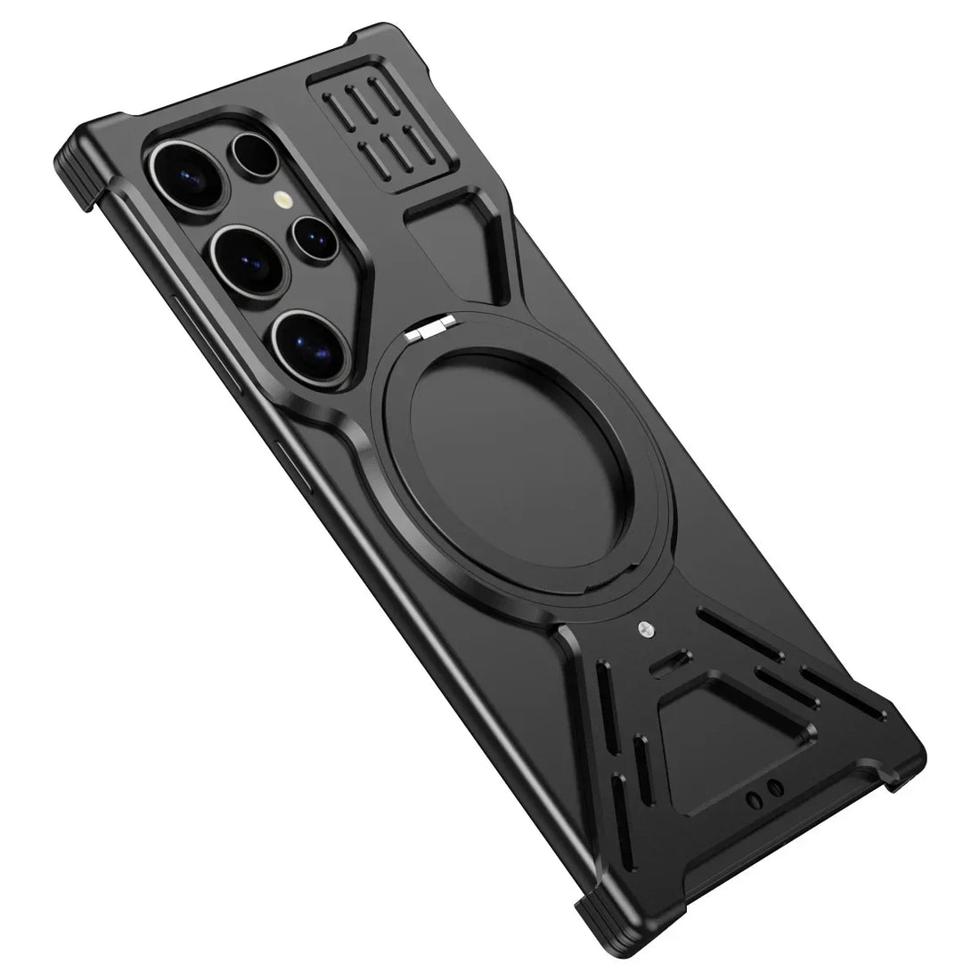 for Samsung Galaxy S25 S22 S23 S24 Ultra Aluminum Alloy Magnetic Anti-Fall Phone Case Metal Heat Dissipation Cover with Stand