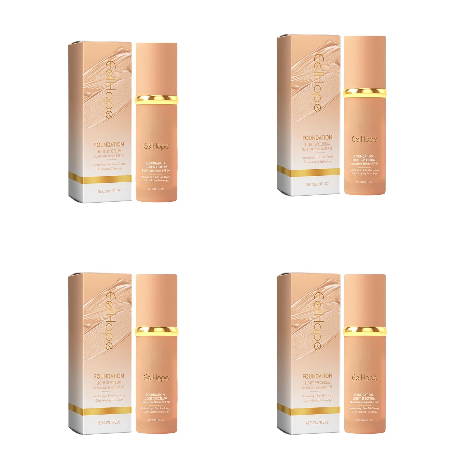 4-in-1 Foundation Liquid Makeup Hydrate Full Coverage Concealer Spf 50 Light Spectrum Sunscreen Serum Repair Moisturizing Primer Halalzen