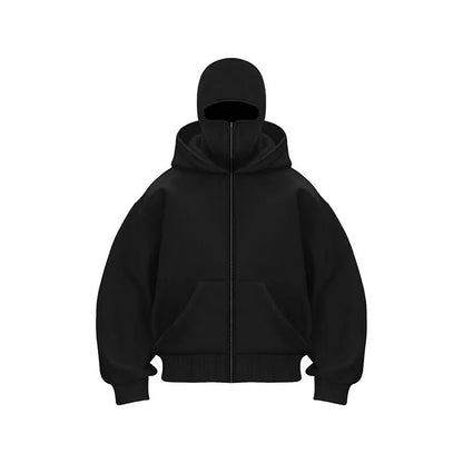 2025 Autumn/Winter Men's Zipper Double Hoodie Casual Sports Shirt with Hooded Mask Design Sports Jacket Top Outdoor Activities