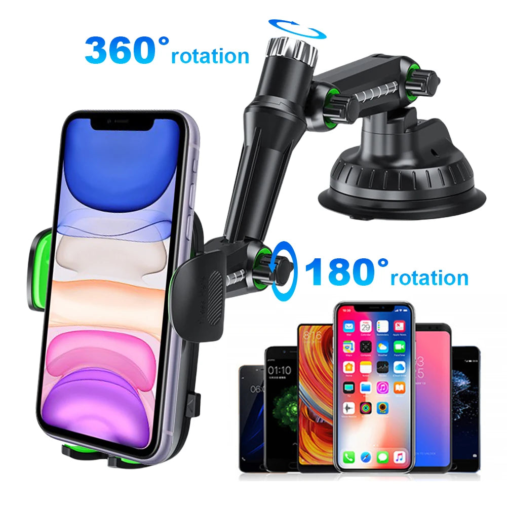 Air Vent Phone Mount Flexible Long Arm 360 Degree Rotating Phone Clip Bracket Hands Free Dashboard Phone Holder for 4.7-7.2 Inch