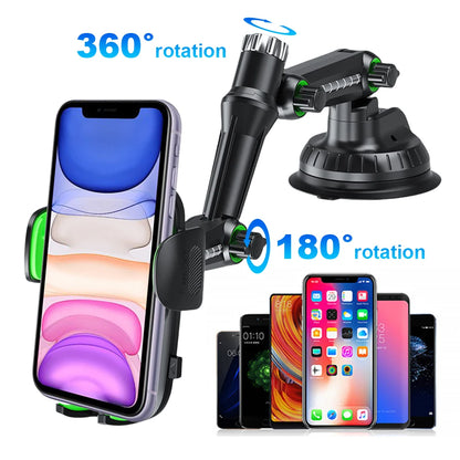 Air Vent Phone Mount Flexible Long Arm 360 Degree Rotating Phone Clip Bracket Hands Free Dashboard Phone Holder for 4.7-7.2 Inch