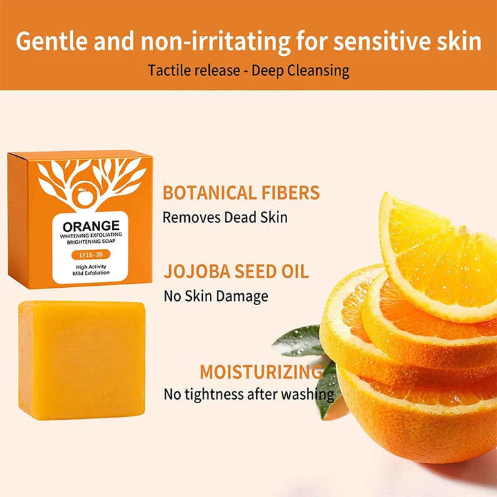 100g Orange Enzymes Mild Exfoliating Brightening Soap Bar,Face Body Gentle Cleansing Hydrating Moisturizing,Smooth Tender Skin Halalzen