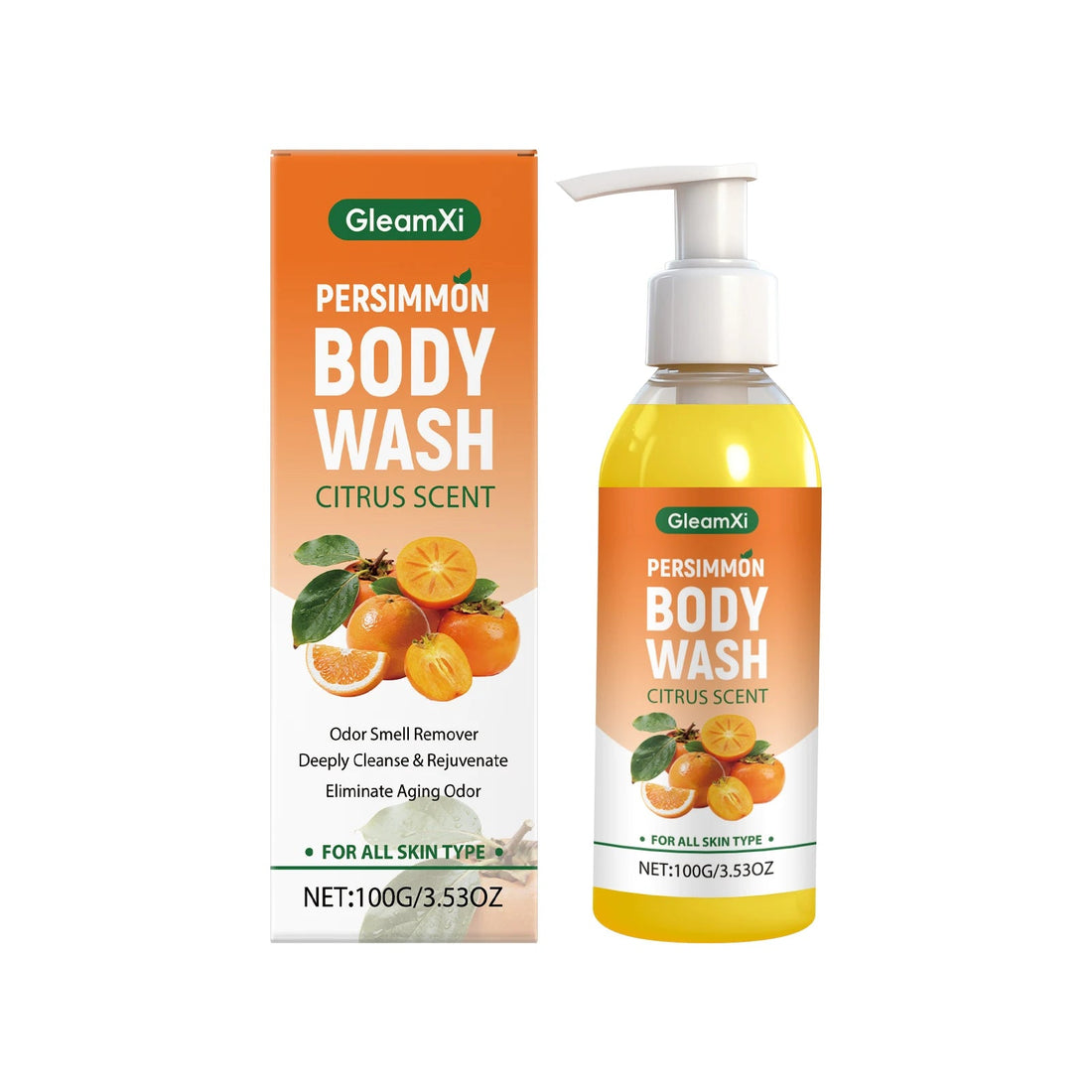 Refreshing Persimmon Shower Gel with Fresh Fruity Scent, Gently Cleanses and Smooths Body Skin Halalzen