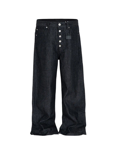 MIJKO High Street Cleanfit Drak Blue Jeans for Men and Women Straight Vintage Casual Denim Trousers ZJ089