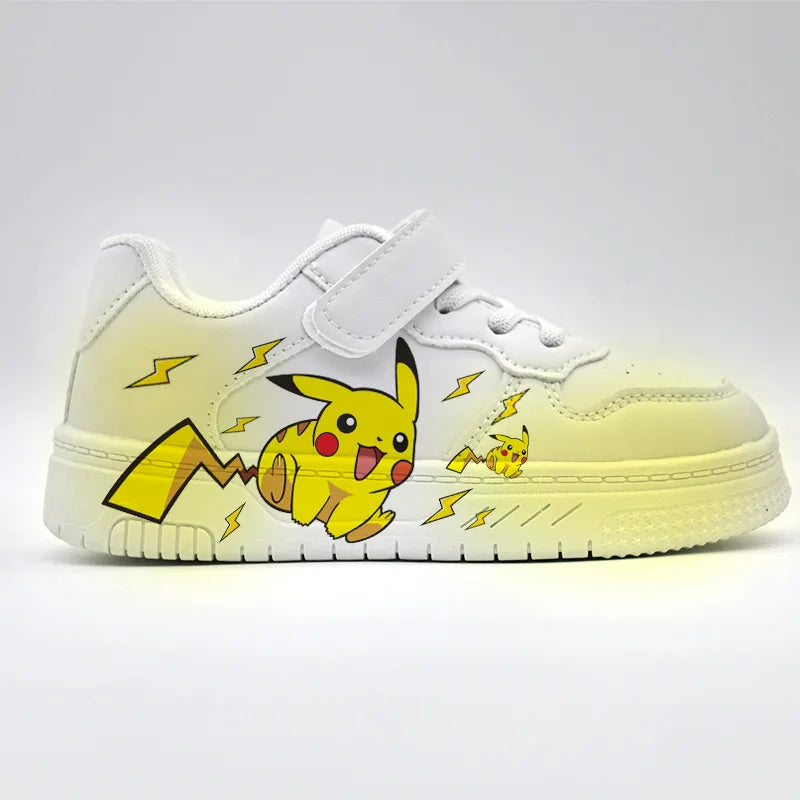 2025 Pikachu Cartoon Cute Unisex White Sneakers Spray Paint Kids Casual Shoes Cross Border Hot Sale