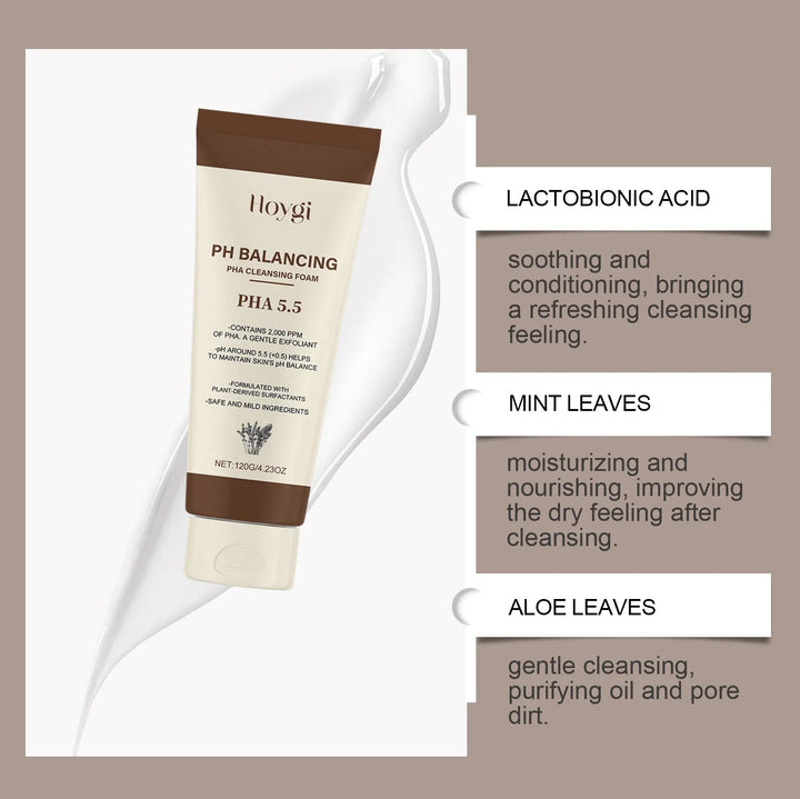 Hydrating Cleansing Foam, Gentle Face Wash with Aloe & Mint for Sensitive Skin, Refreshing Non-Drying Formula Halalzen