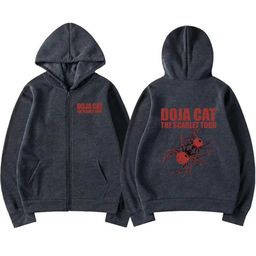 Doja Cat The Scarlet Tour Zipper Hoodies Men Women Fashion Harajuku Zip Up Hooded Sweatshirt Casual Oversized Pullover Fans Gift