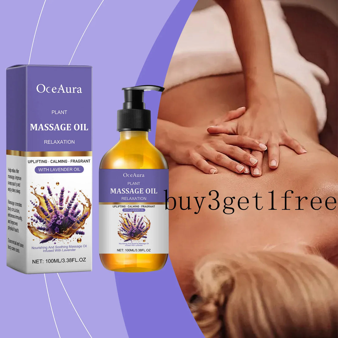 Lavender Essential Oil, Gentle and Soothing, Moisturizes the Skin, Has a Pleasant Fragrance, Is Easily Absorbed, Body Massage Oi