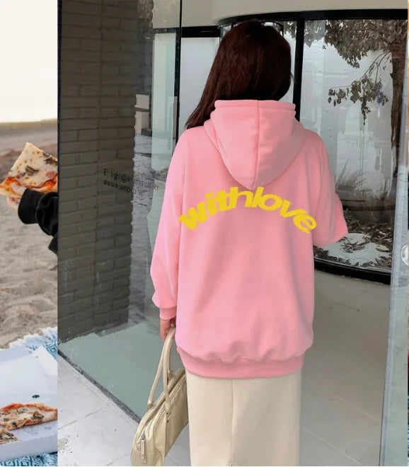 Letter printed hooded sweatshirt hip-hop hooded jacket American retro long sleeved hooded sweatshirt sports shirt