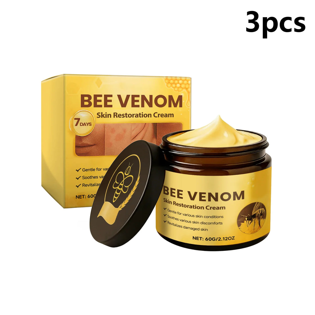 Bee Venom Skin Restoration Cream for Chicken Skin Blemish Remover Acne Removal Products Hyaluronic Acid Bee Venoms Repair Cream