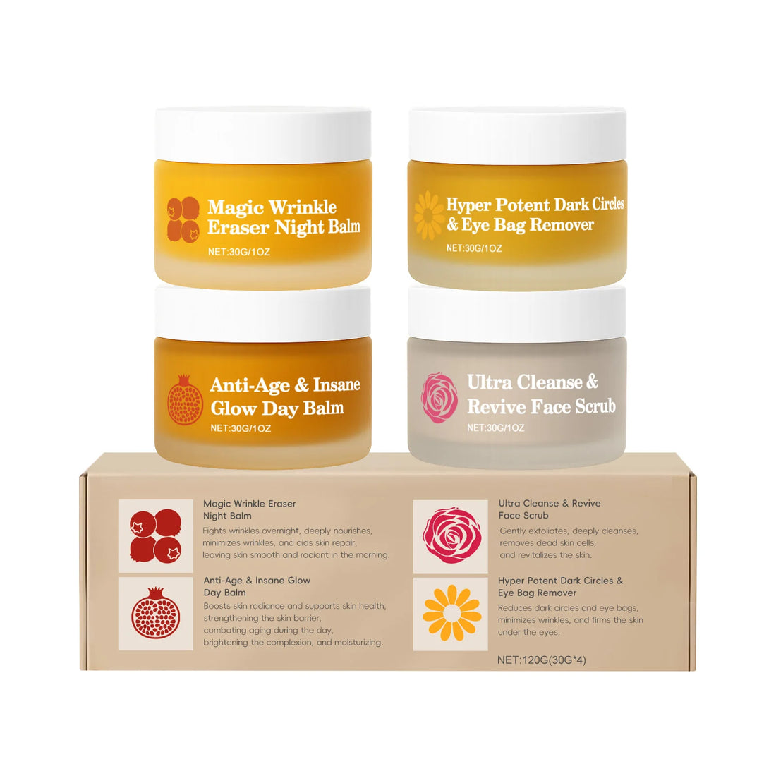 Night Day Cream for Face - Wrinkle Remover Instant Anti Dark Circles and Eye Bags Professional Facial Scrub for Glowing Skin 30g