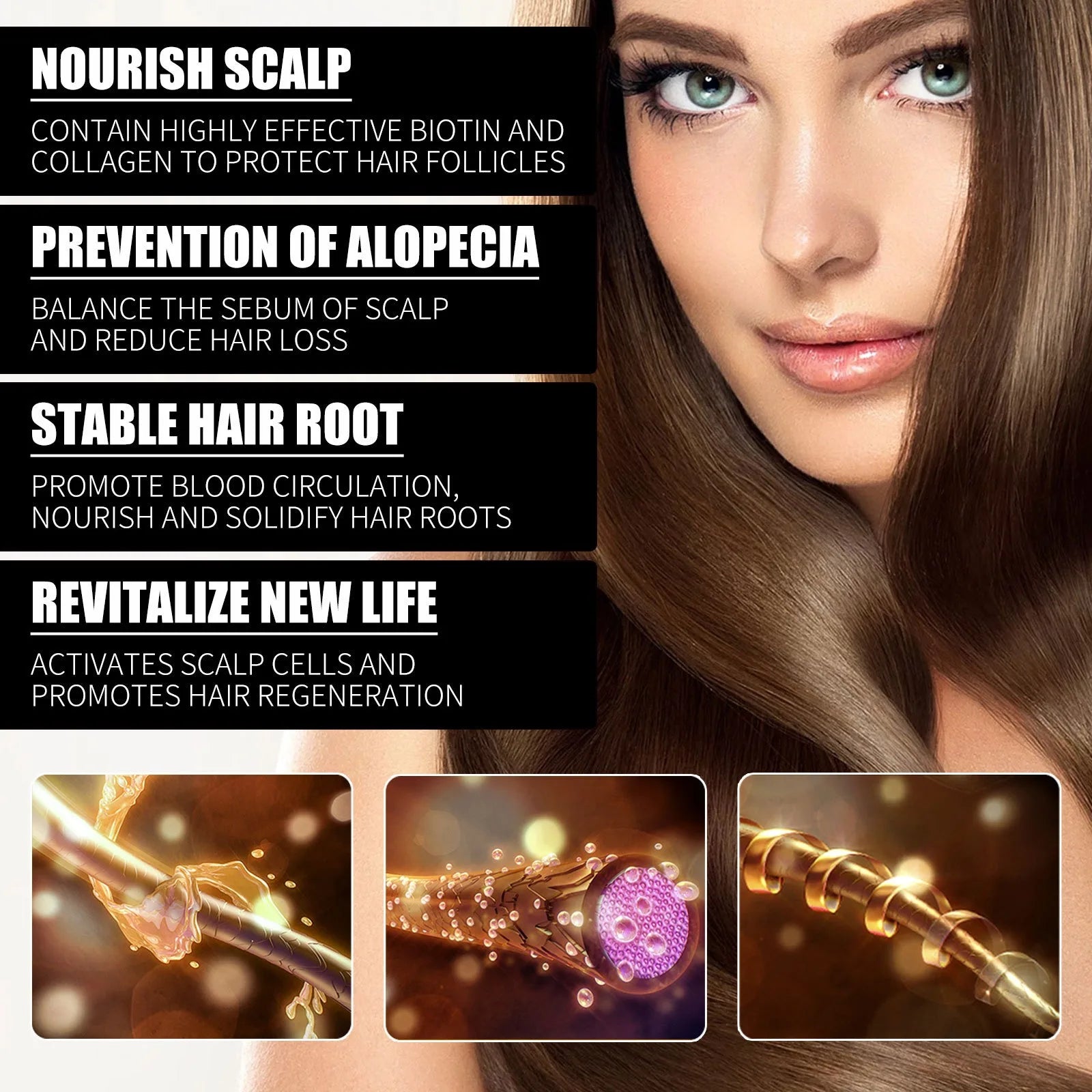 OUHOE Collagen B7 Vitamin Hair Essential Oil Moisturizes and Softens Hair, Hair Care Essential Oil Prevents Improves Hair Loss