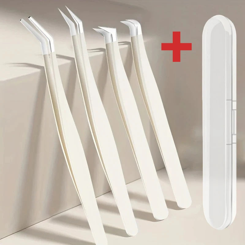 1/2/4pcs Eyelashes Tweezers Stainless Steel Superhard Tweezers High Precision Anti-static Tweezers for Eyelash Extensions tools Halalzen