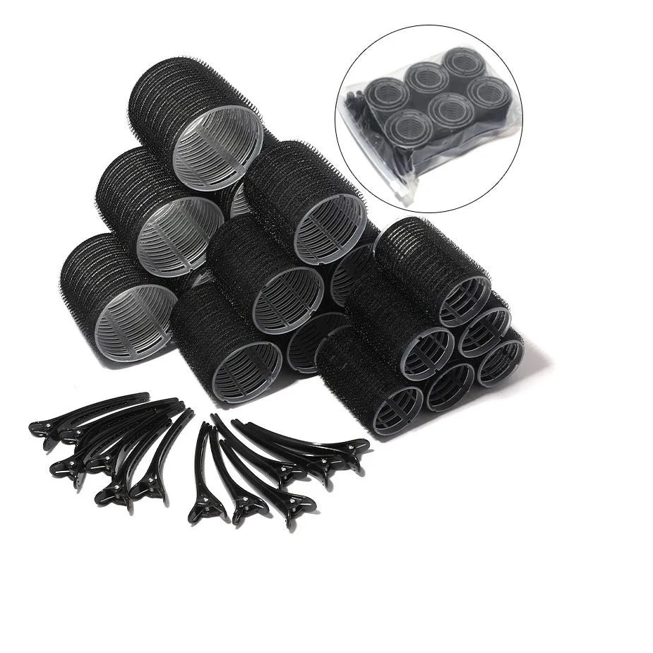 Heatless Hair Styling Kit Self-Grip Rollers with 12Pcs /18Pcs Hair Rollers and 12pcs Clips for DIY Hair Styling Easy To Use