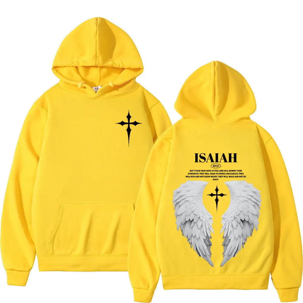 Aesthetic Christian Jesus Wing Bible Verse Hoodies Men Women Fashion Harajuku Oversized Sweatshirt Casual Loose Fleece Pullovers