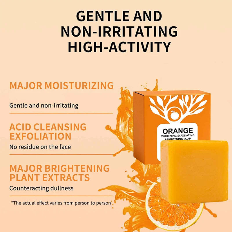 100g Orange Enzymes Mild Exfoliating Brightening Soap Bar,Face Body Gentle Cleansing Hydrating Moisturizing,Smooth Tender Skin Halalzen