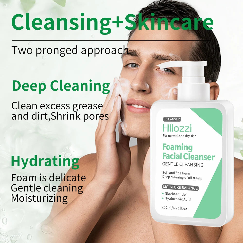 Men's facial cleanser, moisturizing, refreshing and clean skin, summer skin care products, oil control, blackhead removal Halalzen