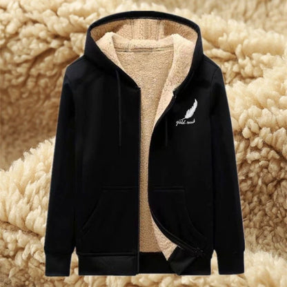 2025 Plush Lined Hoodie Men - Winter Thickened Zip Up Sweatshirt Youth Drop Shoulder Outerwear S-5XL College Style