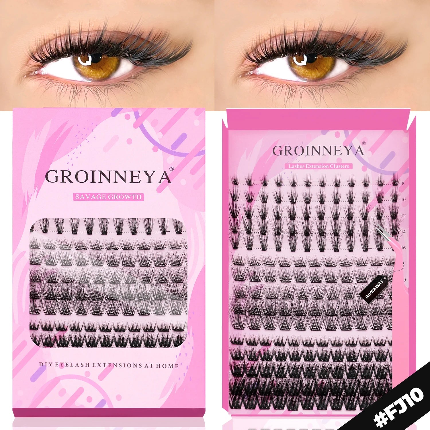 GROINNEYA DIY Lashes Extension Kit Individual Lashes Clusters Faux Mink Eyelash Extension Mix set with Lash Natural Look Makeup Halalzen