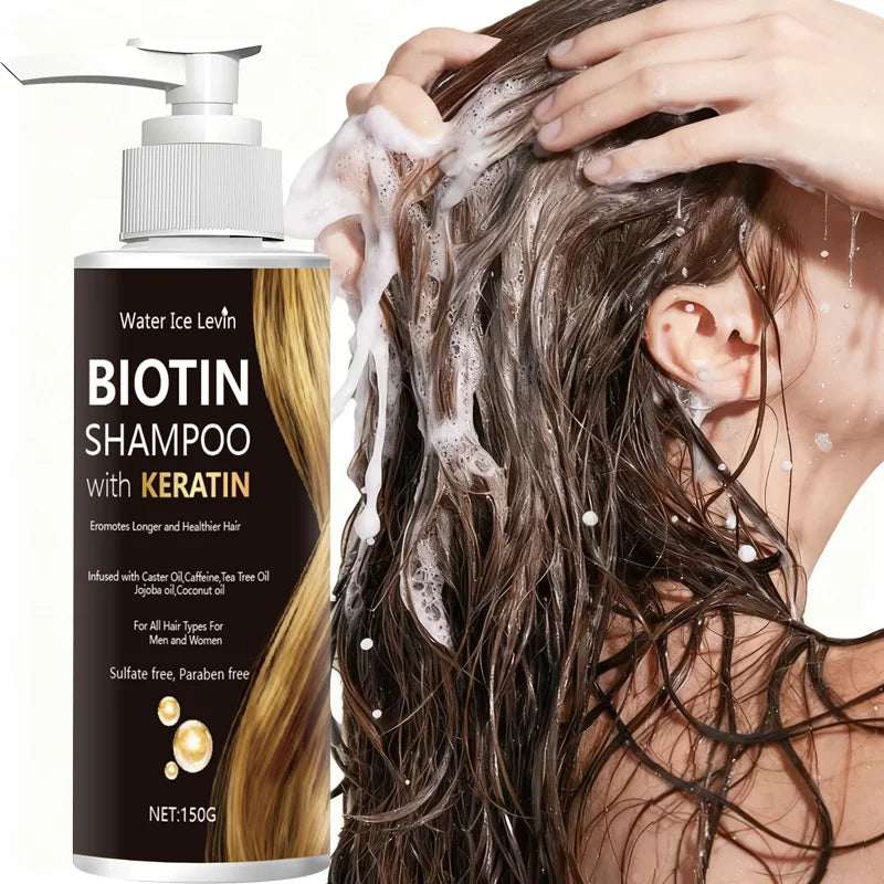 Water Ice Levin Biotin Keratin Shampoo – Strengthens Hair, Boosts Health Deep Moisture, Thorough Cleansing. All Hair Types. Halalzen