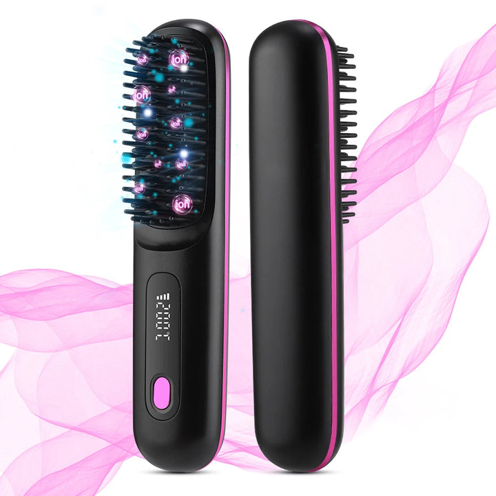 Cordless Hair Straightener Brush 3 Temperature Electric Negative Ions Ceramic Anti-Scald Heated Comb Hair Styling Tools Halalzen